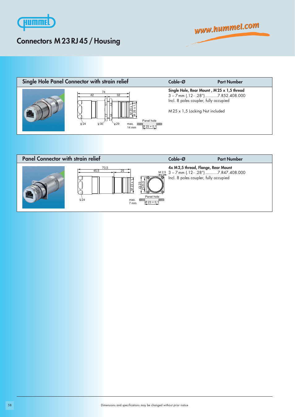 Connectors m 23 rj 45 / housing | Northern Connectors Hummel M23 RJ45 Circular Connectors User Manual | Page 6 / 10