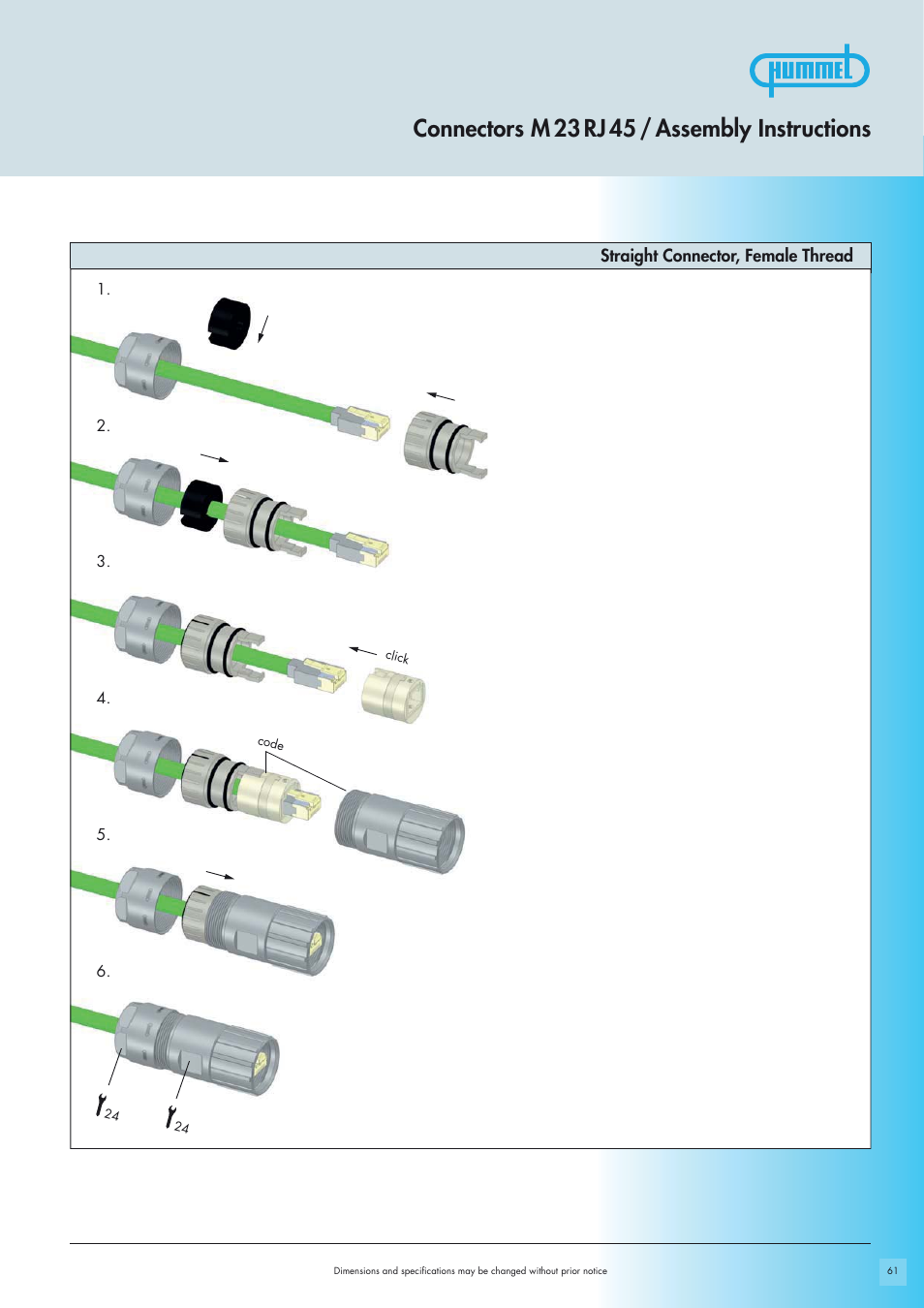 Connectors m 23 rj 45 / assembly instructions | Northern Connectors Hummel M23 RJ45 Circular Connectors User Manual | Page 9 / 10