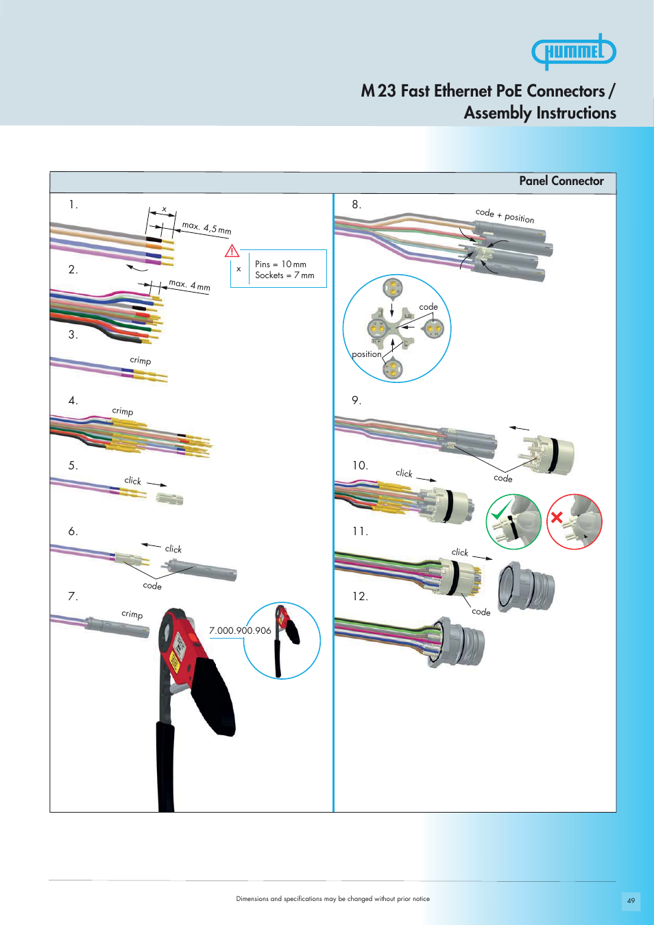 Northern Connectors Hummel M23 Fast Ethernet PoE Circular Connectors User Manual | Page 9 / 12