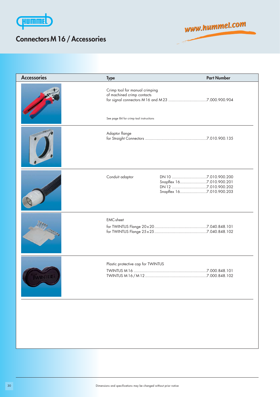 Connectors m 16 / accessories, Accessories | Northern Connectors Hummel M16 Circular Connectors User Manual | Page 16 / 26