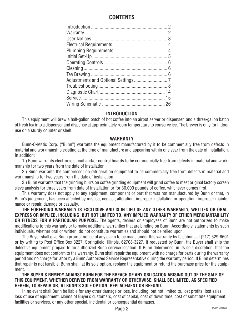 Bunn TWF-EZ User Manual | Page 2 / 26