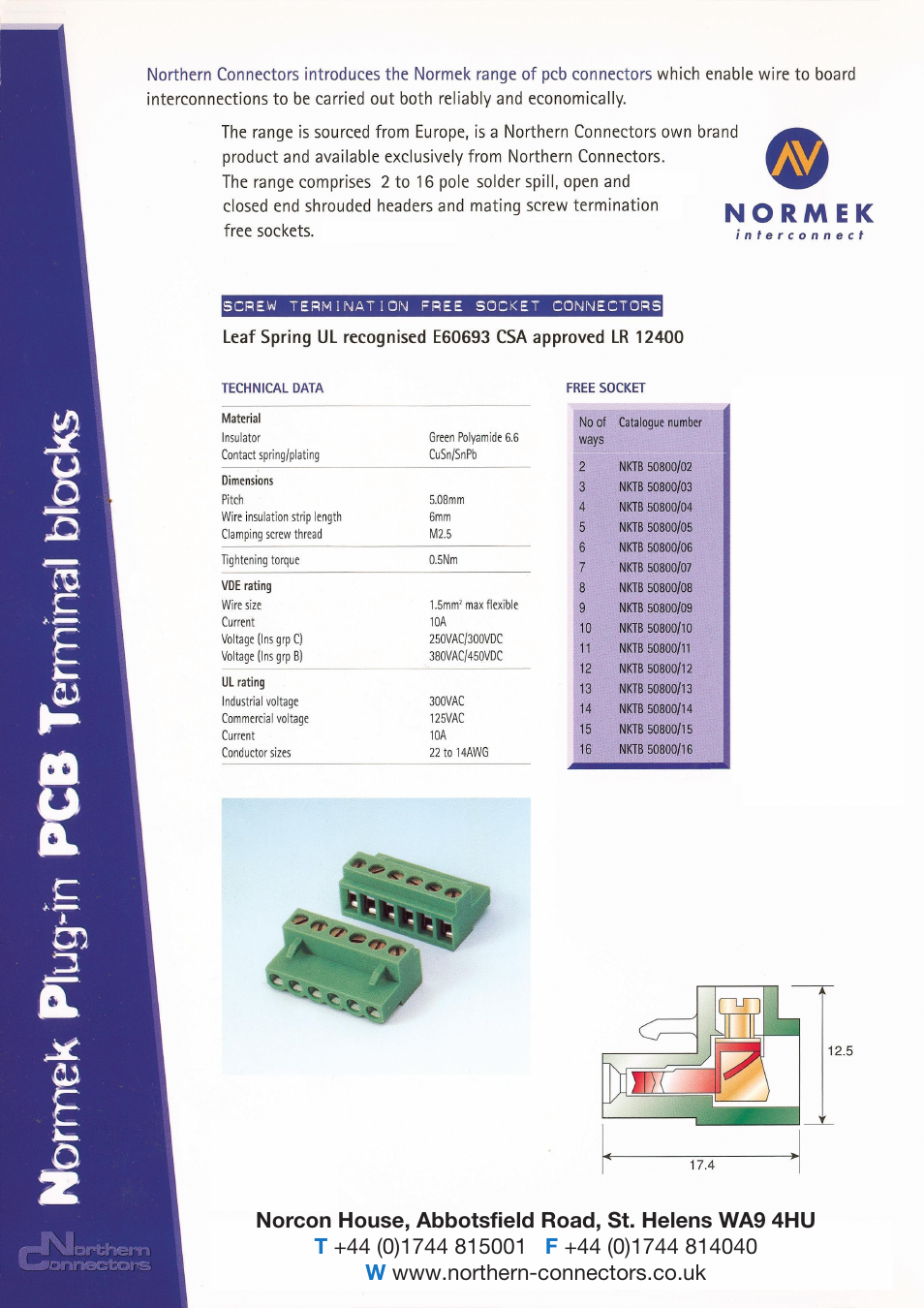 Northern Connectors Normek PCB Connectors User Manual | 2 pages