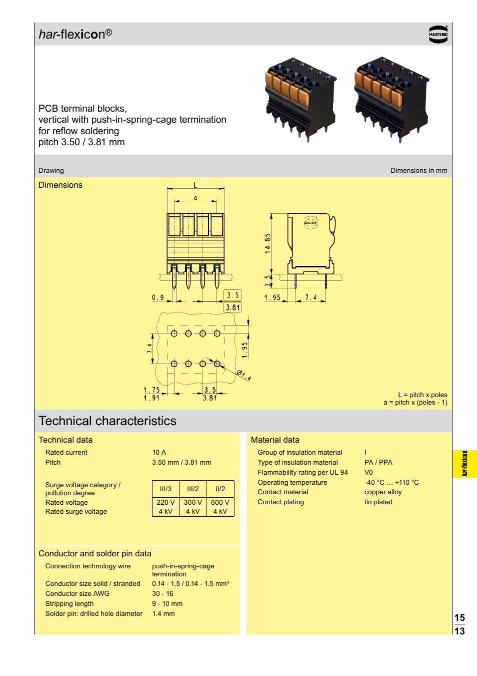 Technical characteristics | Northern Connectors Harting Har-flexicon Connectors User Manual | Page 14 / 34