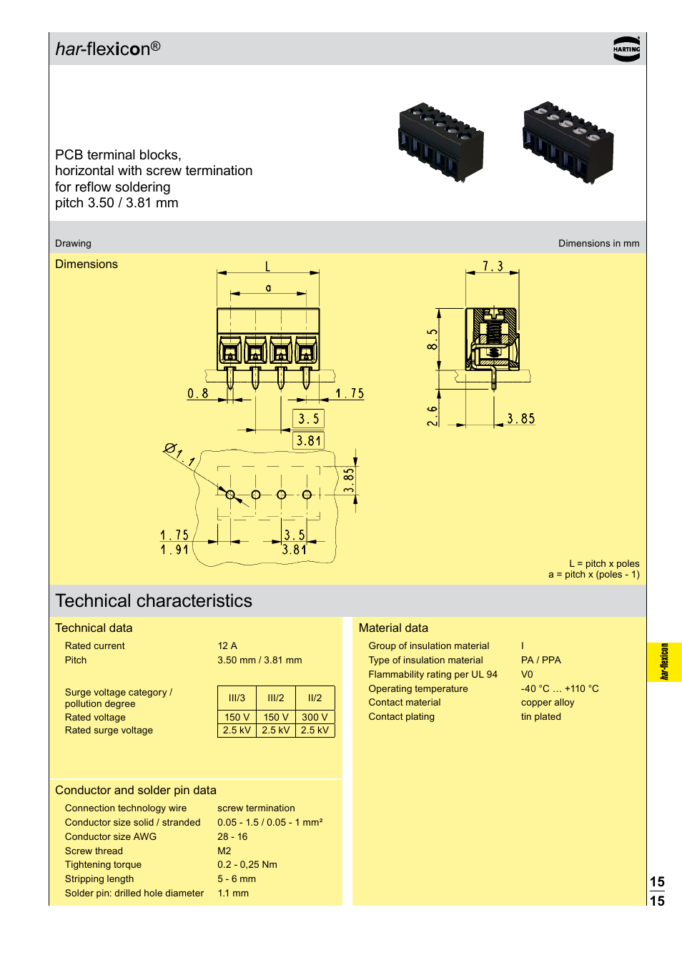 Technical characteristics | Northern Connectors Harting Har-flexicon Connectors User Manual | Page 16 / 34