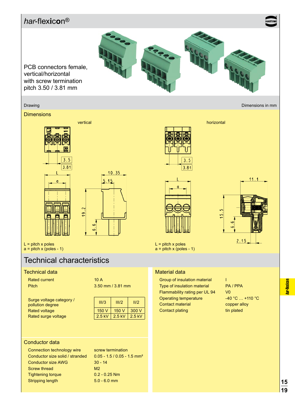 Technical characteristics | Northern Connectors Harting Har-flexicon Connectors User Manual | Page 20 / 34