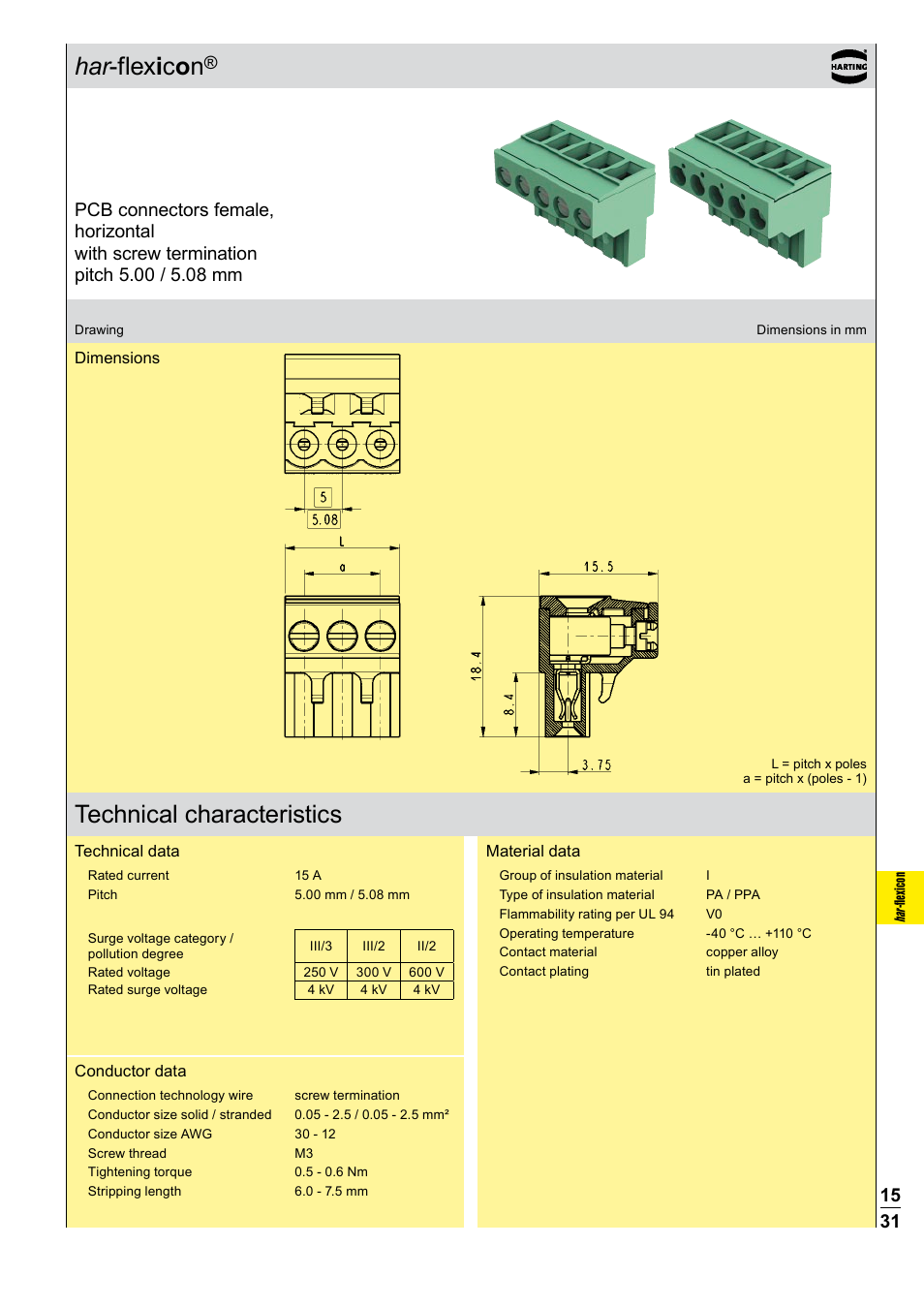 Technical characteristics | Northern Connectors Harting Har-flexicon Connectors User Manual | Page 32 / 34