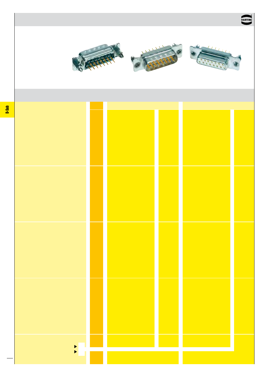 D-sub, Turned solder pins, straight, straight board clips | Northern Connectors Harting D-sub Connectors, Housings & Accessories User Manual | Page 103 / 203