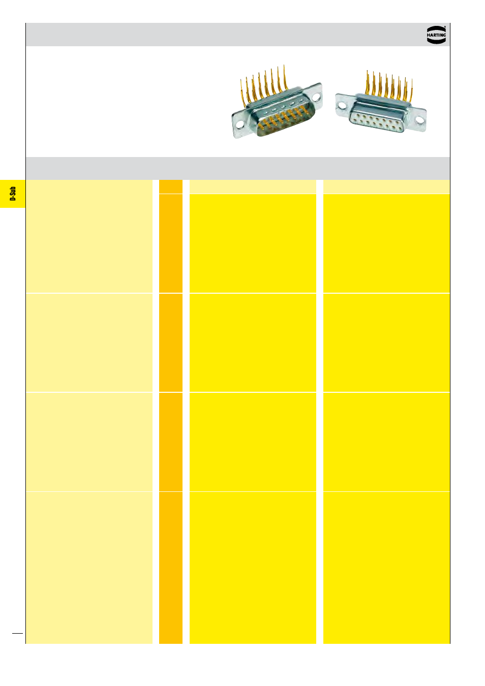 D-sub, Turned solder pins, right angled, through hole | Northern Connectors Harting D-sub Connectors, Housings & Accessories User Manual | Page 105 / 203