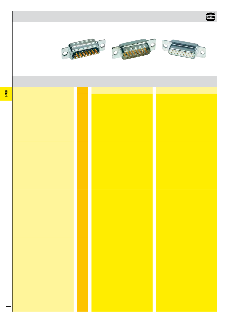 D-sub, Solder buckets, through hole | Northern Connectors Harting D-sub Connectors, Housings & Accessories User Manual | Page 117 / 203