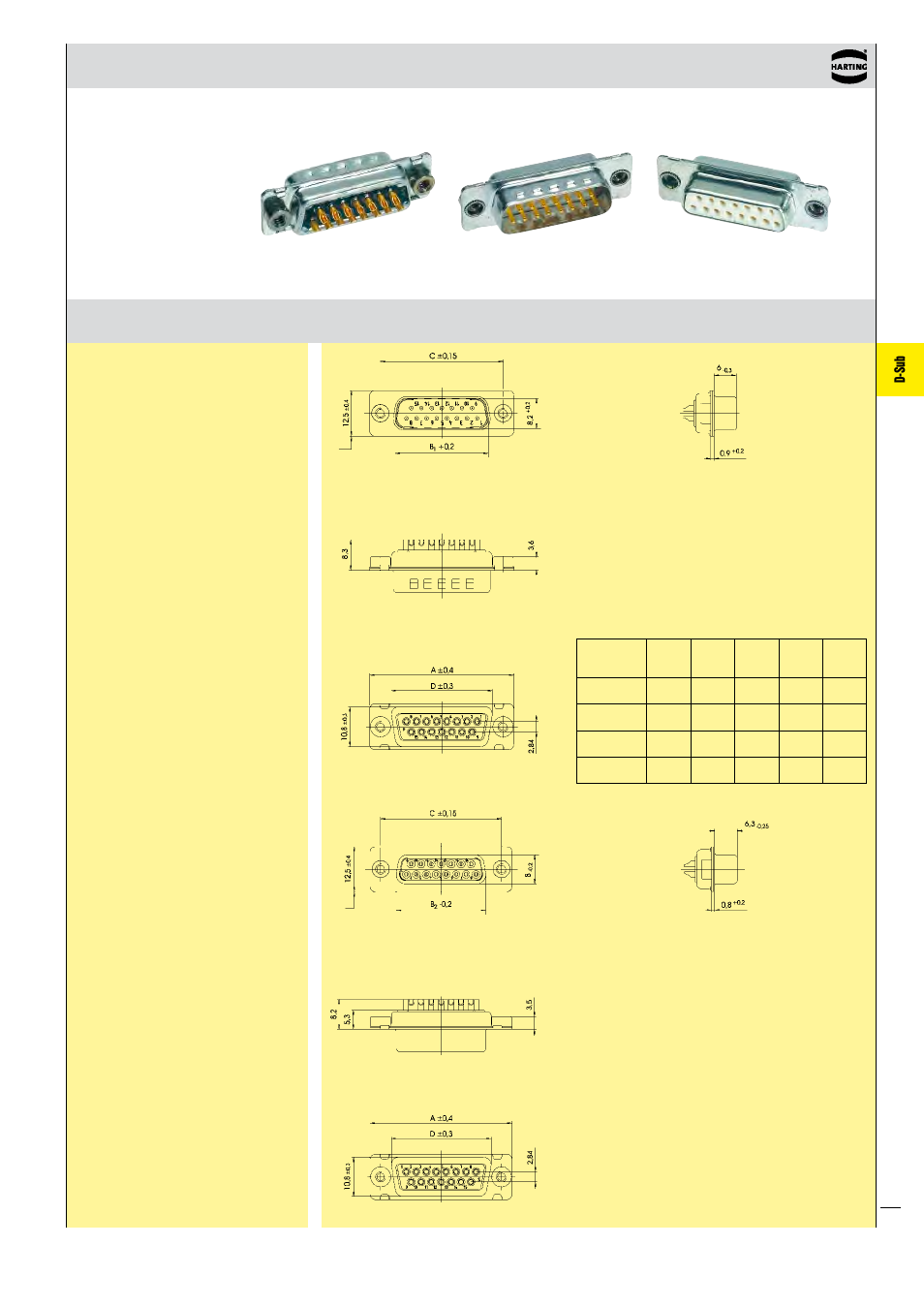 D-sub, Solder buckets, clinch nut | Northern Connectors Harting D-sub Connectors, Housings & Accessories User Manual | Page 120 / 203