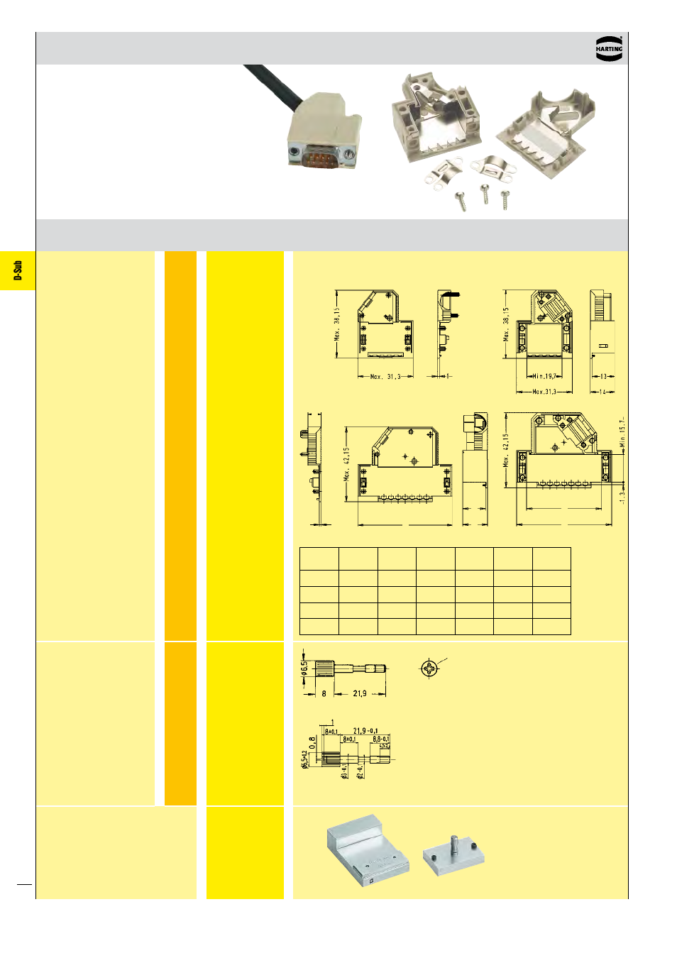 D-sub, Side entry hoods with knurled screws | Northern Connectors Harting D-sub Connectors, Housings & Accessories User Manual | Page 155 / 203