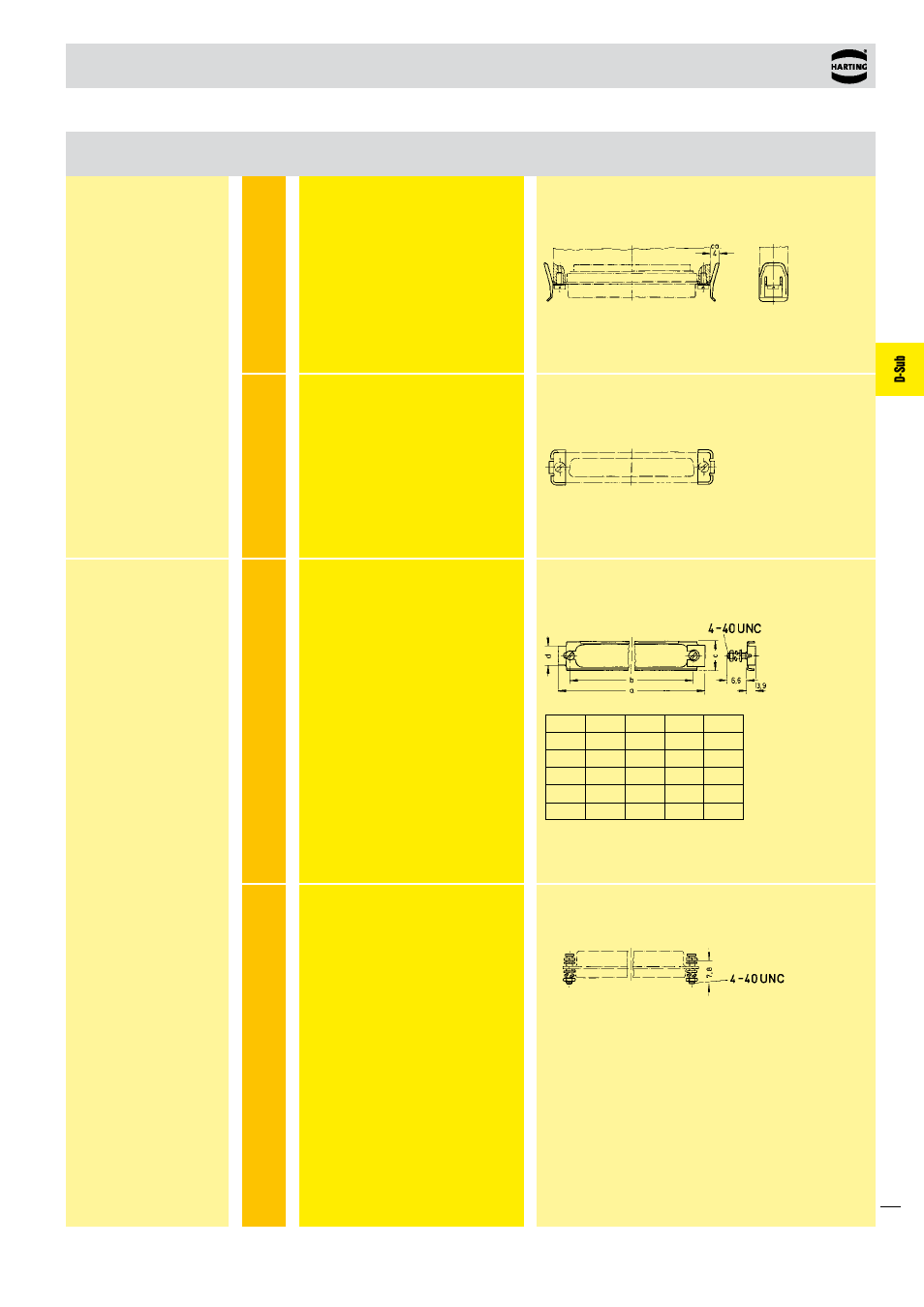 D-sub, Accessories for spring or slide locking hoods | Northern Connectors Harting D-sub Connectors, Housings & Accessories User Manual | Page 164 / 203