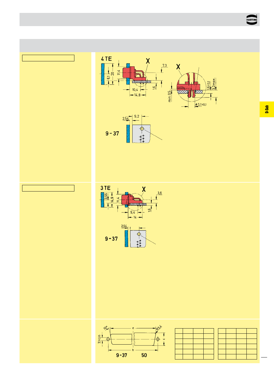 D-sub, Mounting details standard versions, Low-profile versions | Northern Connectors Harting D-sub Connectors, Housings & Accessories User Manual | Page 180 / 203