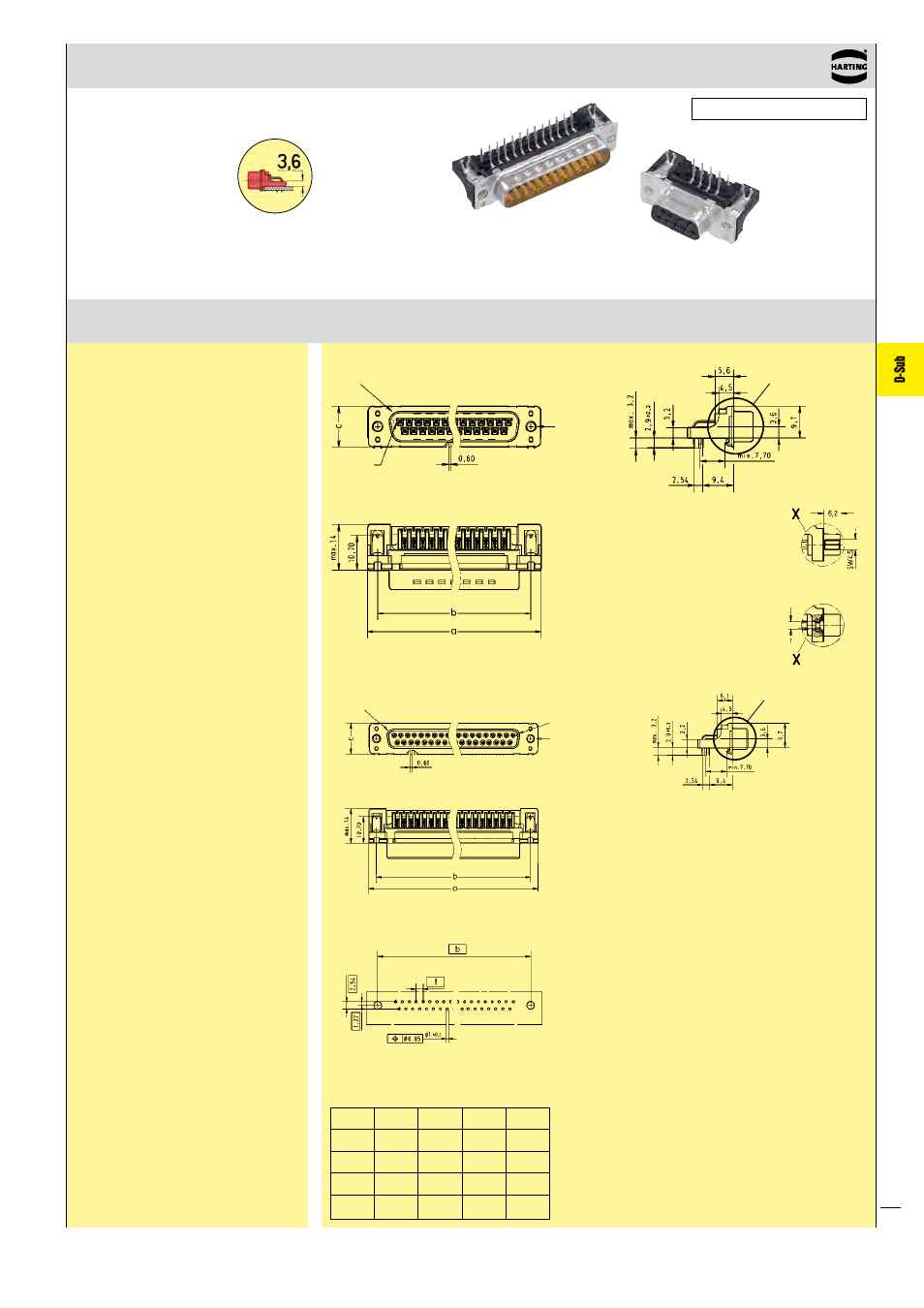 D-sub, Low-profile versions | Northern Connectors Harting D-sub Connectors, Housings & Accessories User Manual | Page 186 / 203