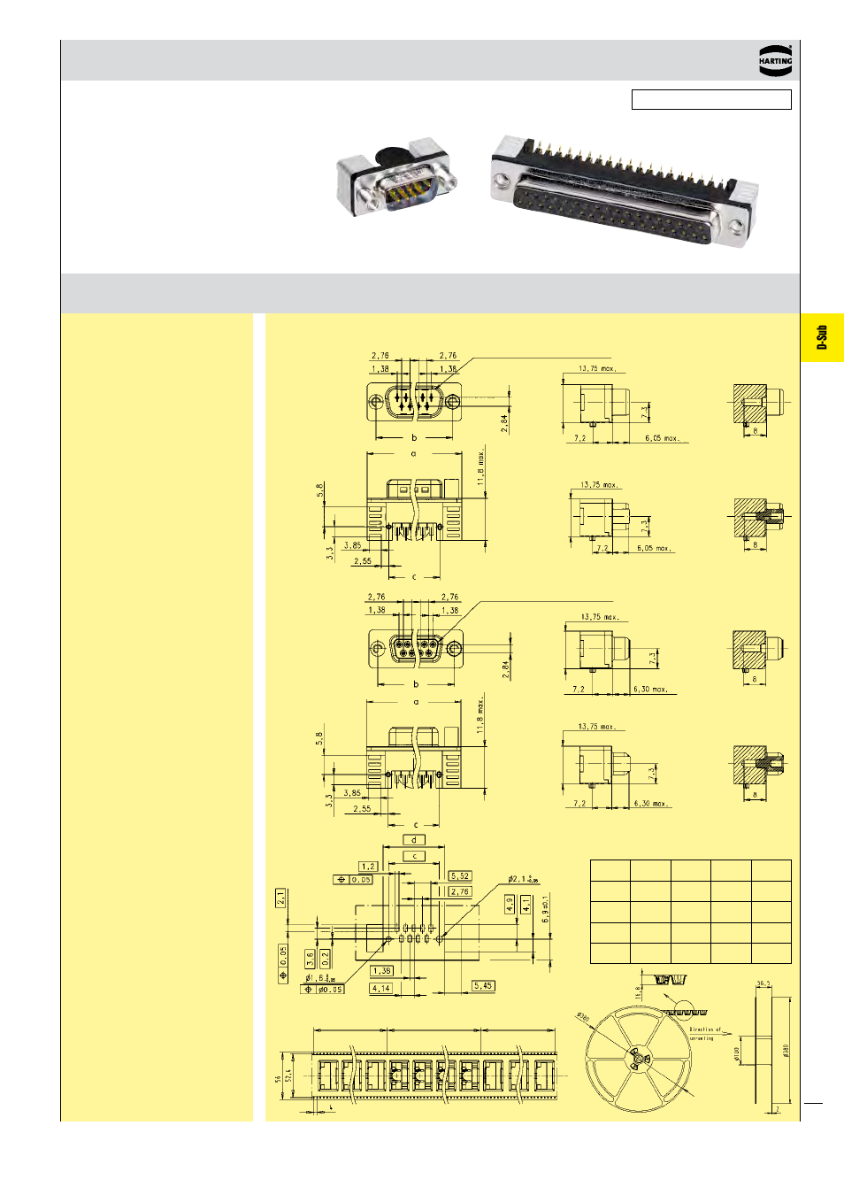 D-sub, Standard versions | Northern Connectors Harting D-sub Connectors, Housings & Accessories User Manual | Page 190 / 203