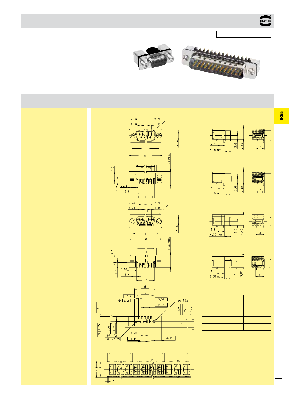 D-sub, Low-profile versions | Northern Connectors Harting D-sub Connectors, Housings & Accessories User Manual | Page 192 / 203