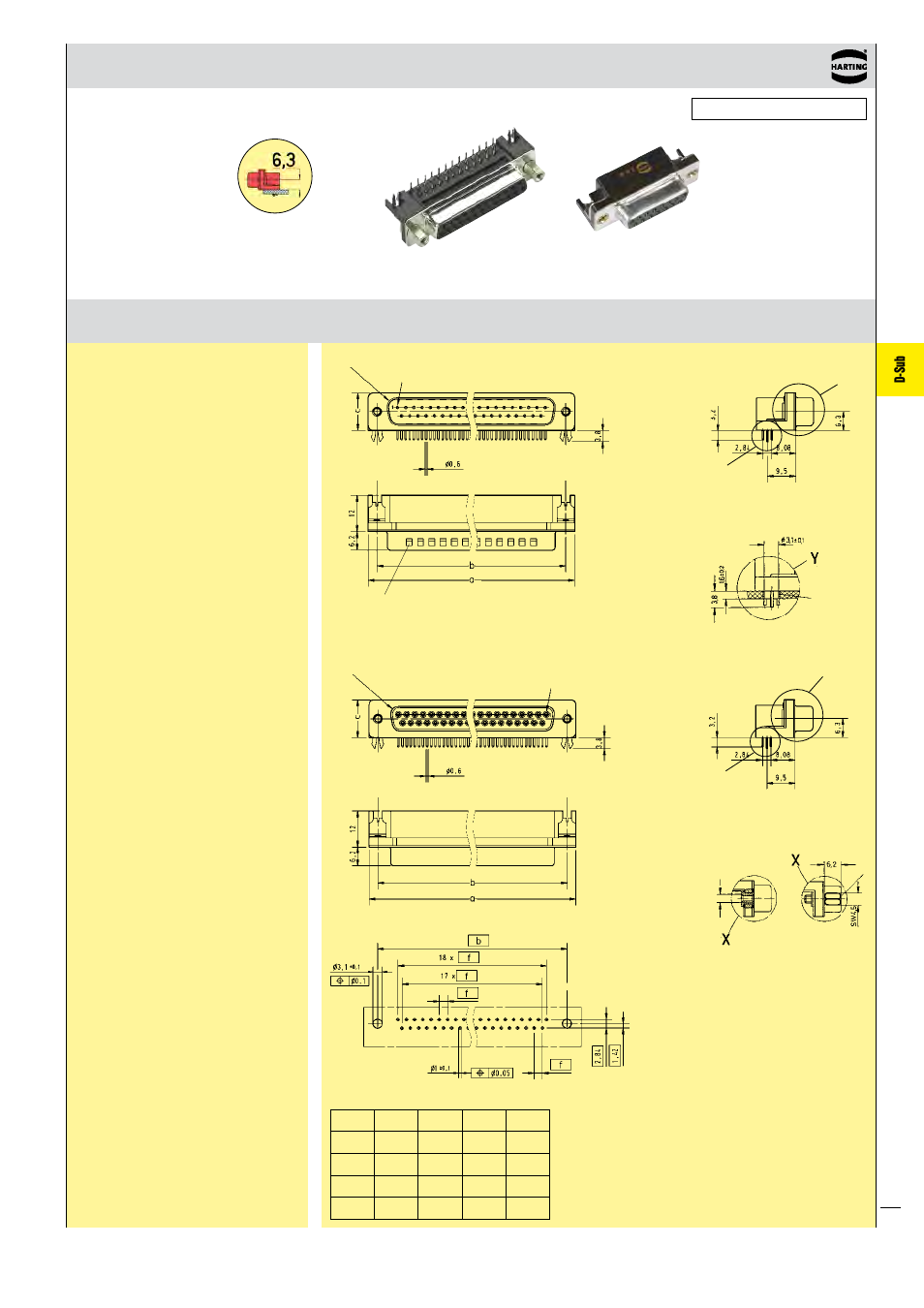 D-sub, U.s. footprint | Northern Connectors Harting D-sub Connectors, Housings & Accessories User Manual | Page 24 / 203