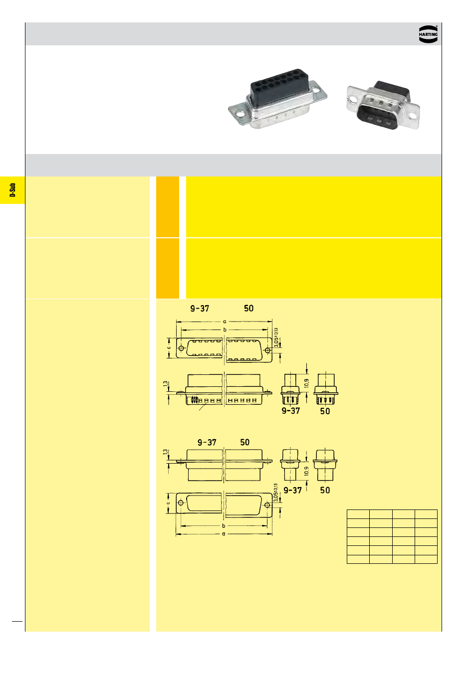 D-sub, Crimp terminal | Northern Connectors Harting D-sub Connectors, Housings & Accessories User Manual | Page 27 / 203