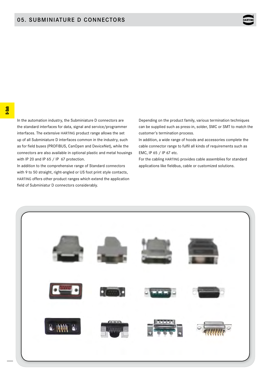 Subminiature d connectors | Northern Connectors Harting D-sub Connectors, Housings & Accessories User Manual | Page 3 / 203
