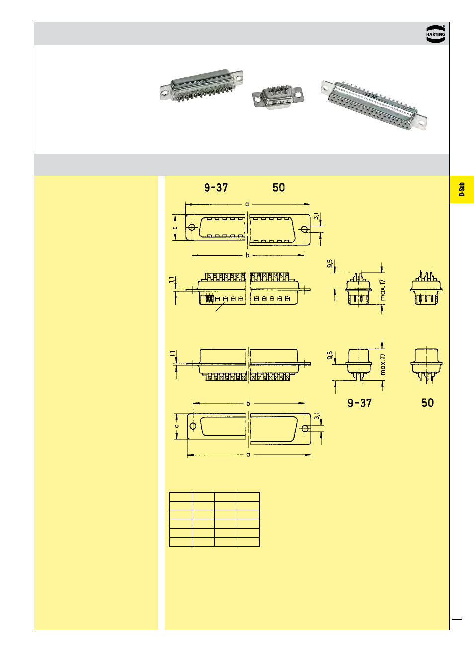 D-sub | Northern Connectors Harting D-sub Connectors, Housings & Accessories User Manual | Page 36 / 203