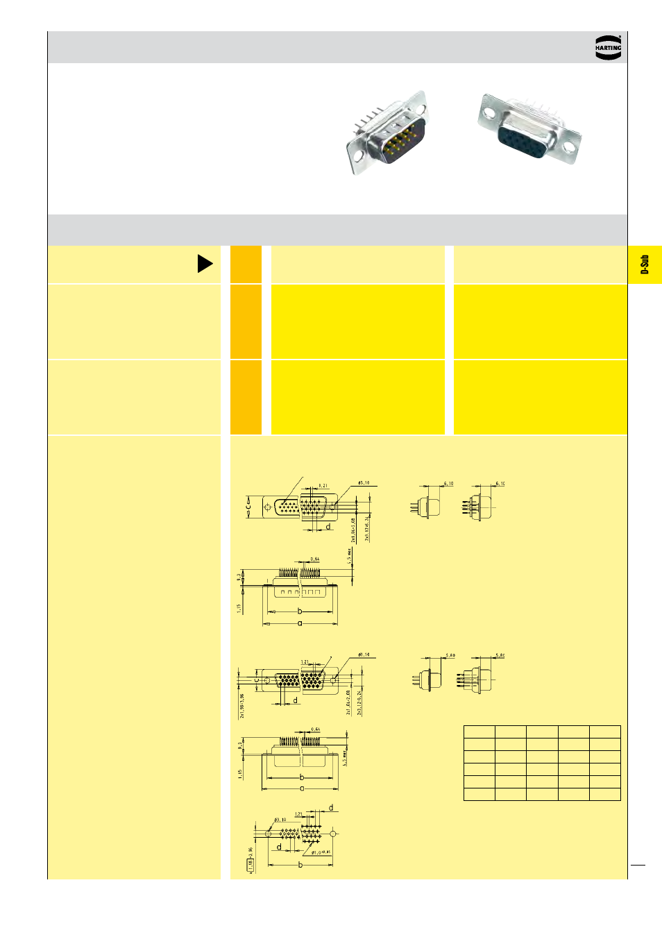 D-sub, High density with stamped solder pins, straight | Northern Connectors Harting D-sub Connectors, Housings & Accessories User Manual | Page 46 / 203