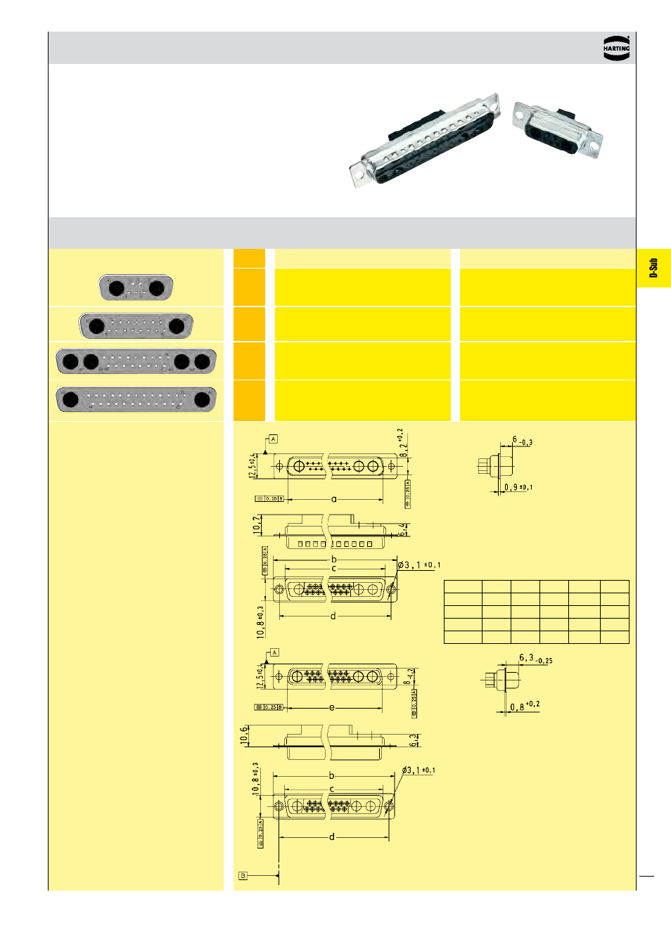D-sub, Mixed shells for signal crimp contacts | Northern Connectors Harting D-sub Connectors, Housings & Accessories User Manual | Page 64 / 203