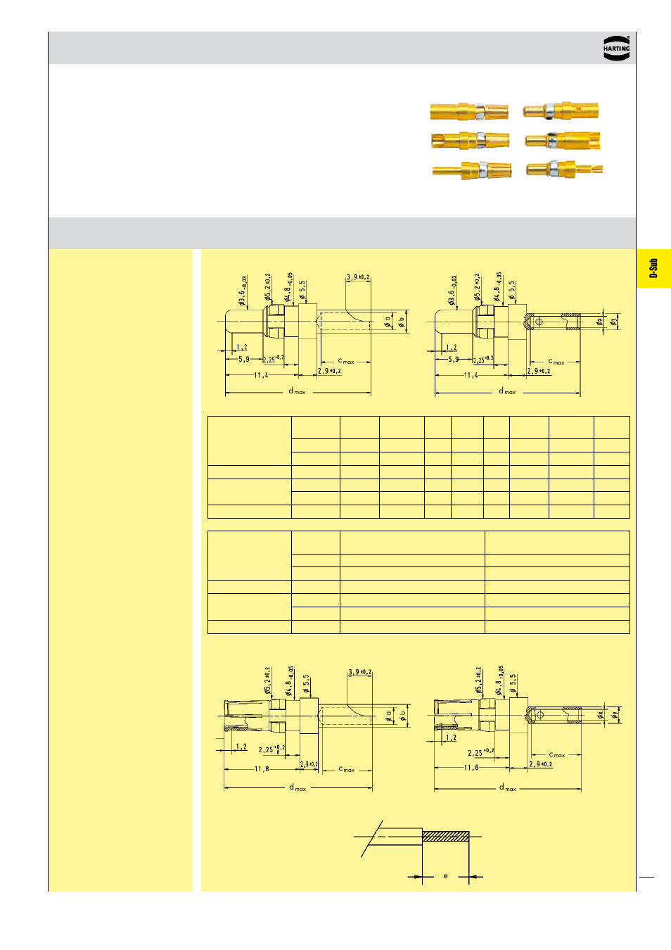 D-sub, Straight power contacts for cable applications | Northern Connectors Harting D-sub Connectors, Housings & Accessories User Manual | Page 72 / 203