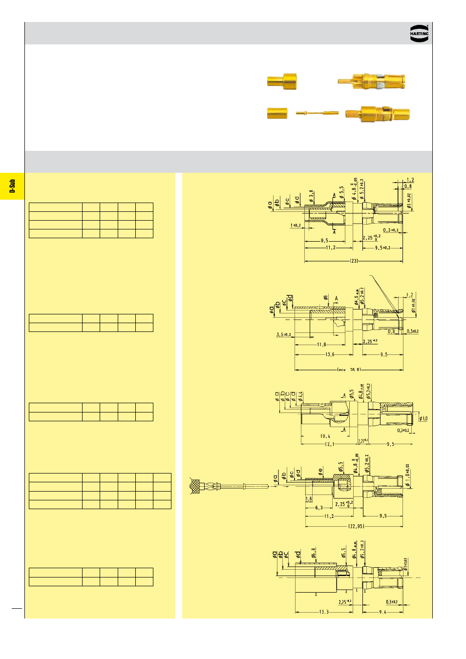 D-sub, Coaxial contacts for cable applications | Northern Connectors Harting D-sub Connectors, Housings & Accessories User Manual | Page 75 / 203