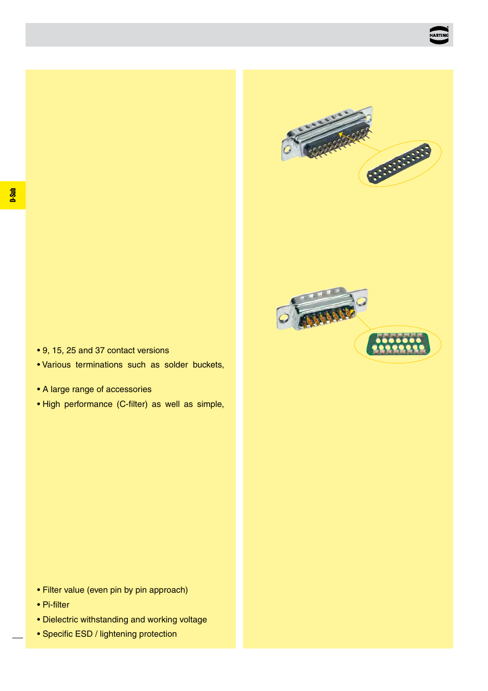 D-sub, Interference – yesterdays problem, Advantages | Hartings broad filter range | Northern Connectors Harting D-sub Connectors, Housings & Accessories User Manual | Page 91 / 203