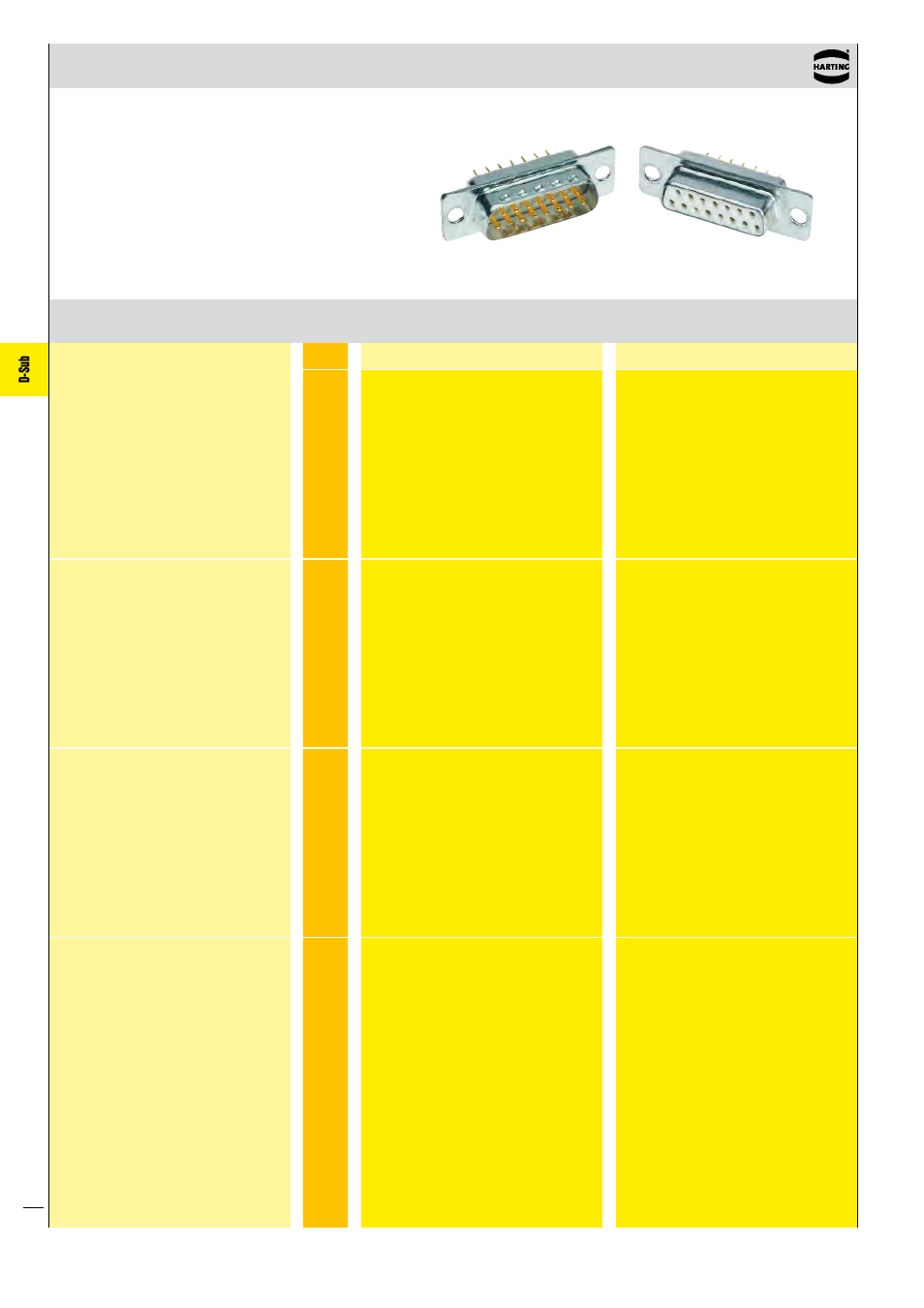 D-sub, Turned solder pins, straight, through hole | Northern Connectors Harting D-sub Connectors, Housings & Accessories User Manual | Page 99 / 203