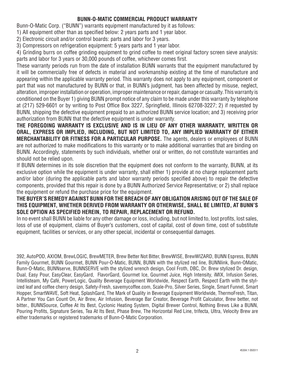 Bunn IMIX 14 User Manual | Page 2 / 17