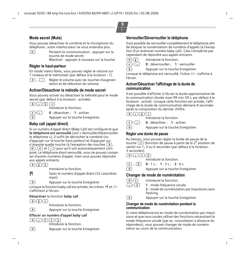 Siemens Euroset 5020 User Manual | Page 14 / 43