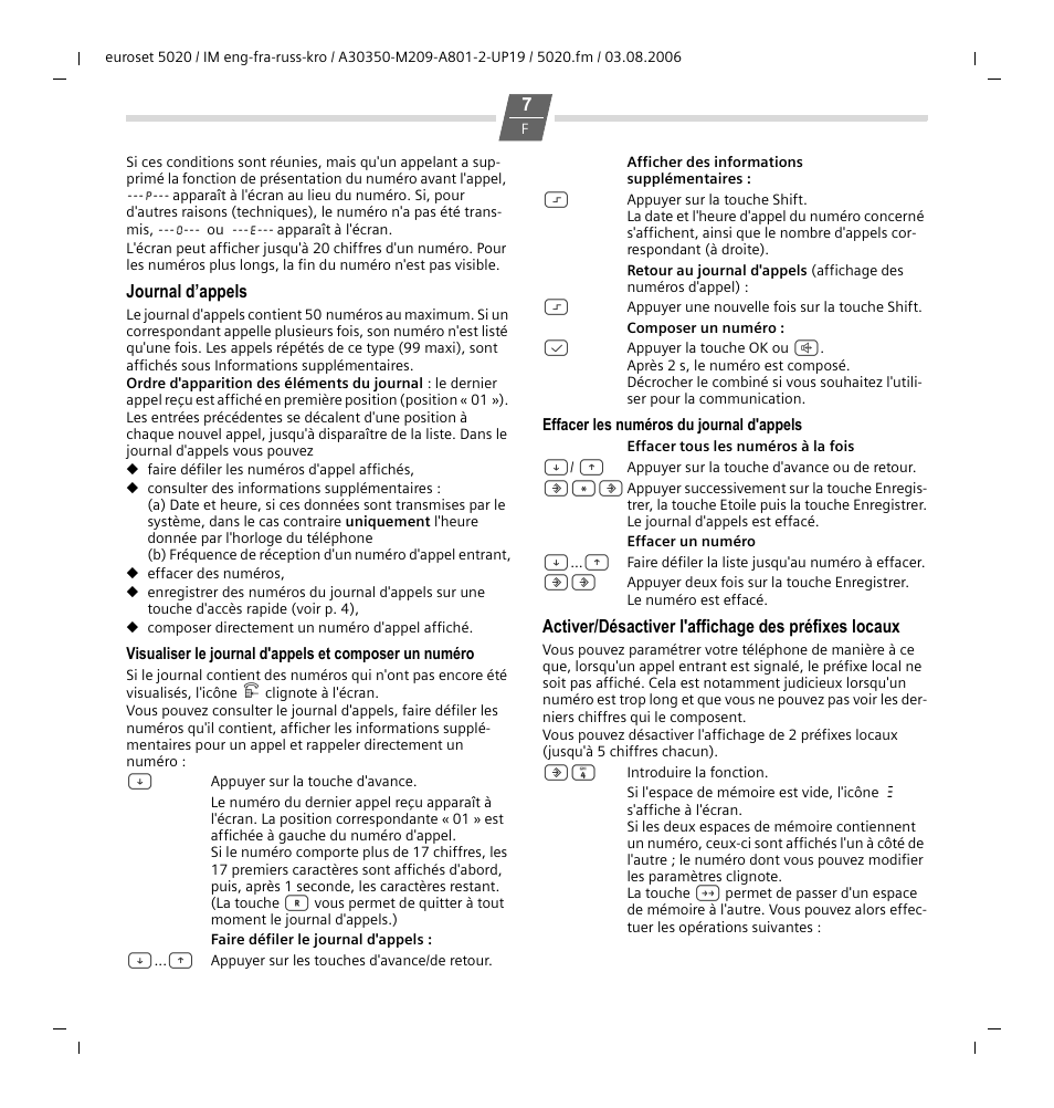 Siemens Euroset 5020 User Manual | Page 16 / 43