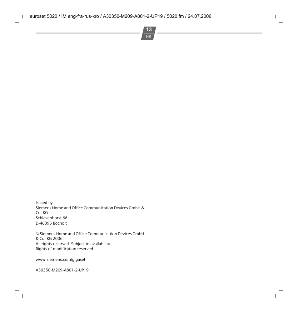 Siemens Euroset 5020 User Manual | Page 43 / 43