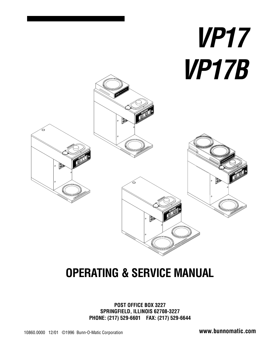 Bunn VP17B User Manual | 19 pages