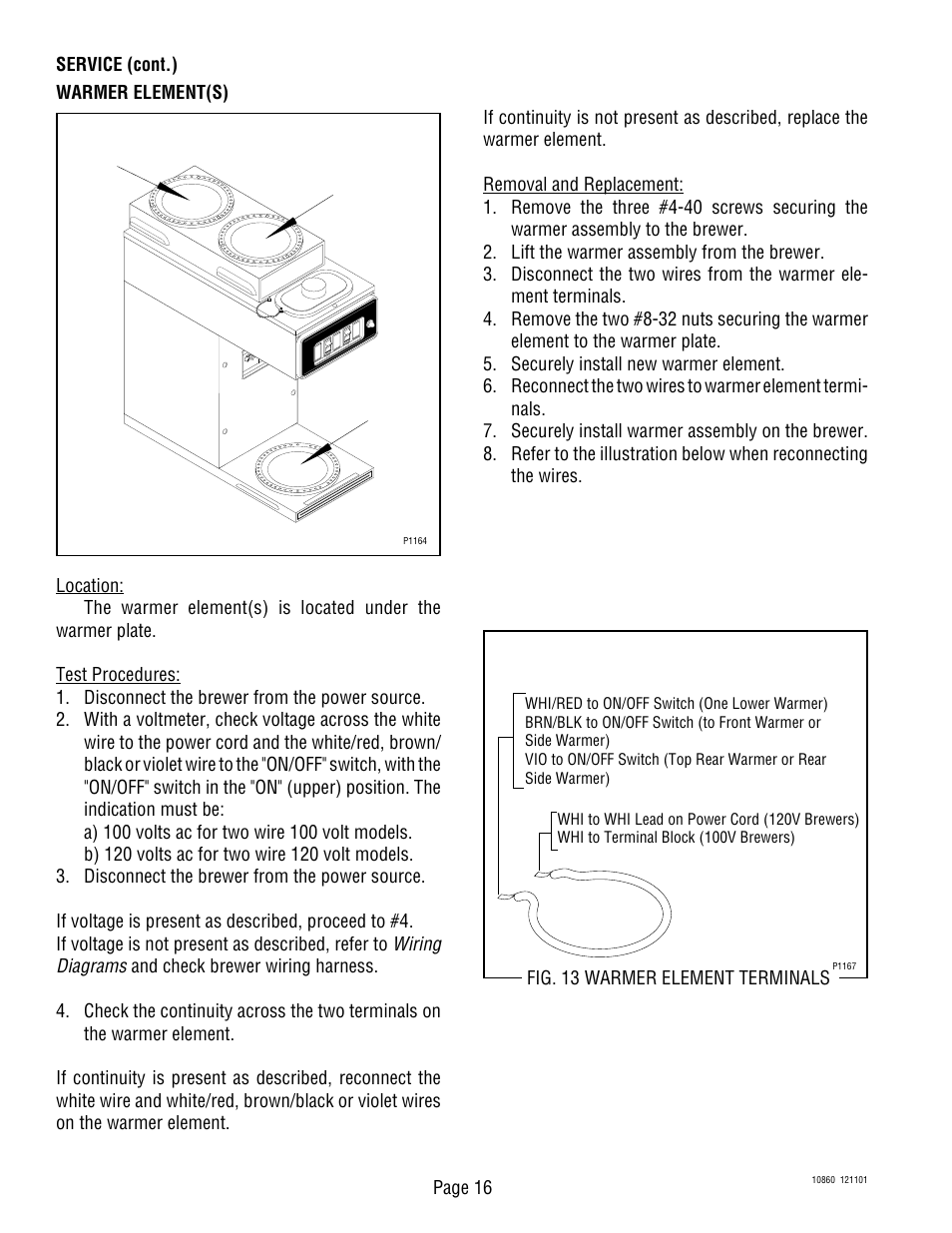 Wiring diagrams, Page 16 warmer element(s) | Bunn VP17B User Manual | Page 16 / 19