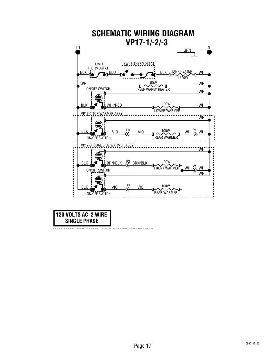 120 volts ac 2 wire single phase, Page 17 | Bunn VP17B User Manual | Page 17 / 19
