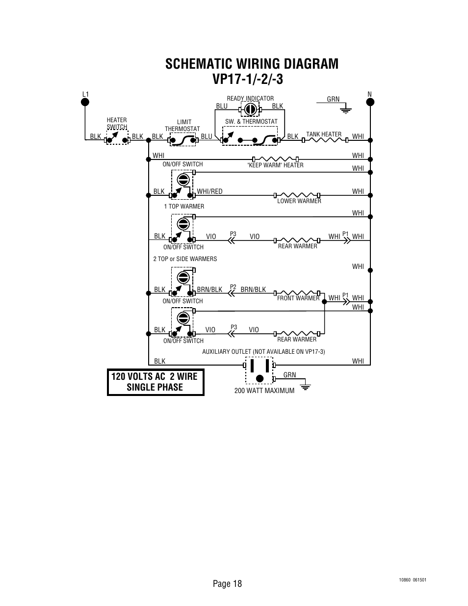 120 volts ac 2 wire single phase, Page 18 | Bunn VP17B User Manual | Page 18 / 19