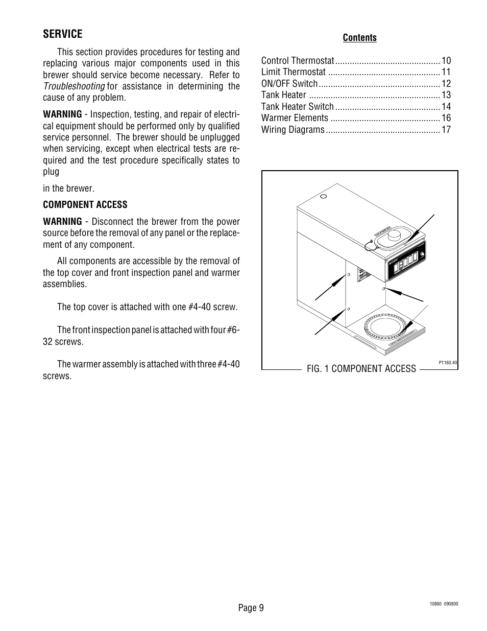 Service | Bunn VP17B User Manual | Page 9 / 19