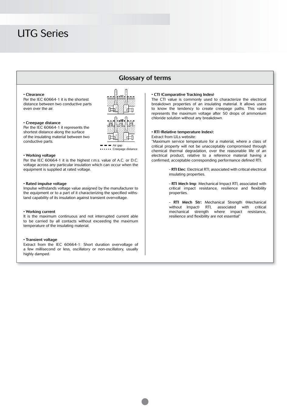 Utg series, Glossary of terms | Northern Connectors Souriau UTG Plastic Circular Connectors with Metal Coupling User Manual | Page 28 / 32