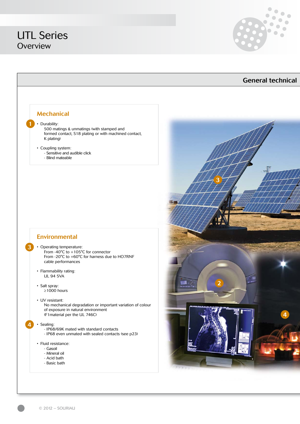 Utl series, Overview, General technical | Mechanical, 1environmental | Northern Connectors Souriau UTL Series Push-Pull Connectors User Manual | Page 10 / 60