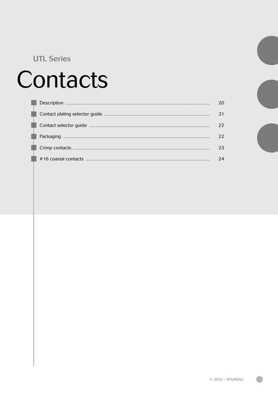 Contacts | Northern Connectors Souriau UTL Series Push-Pull Connectors User Manual | Page 19 / 60