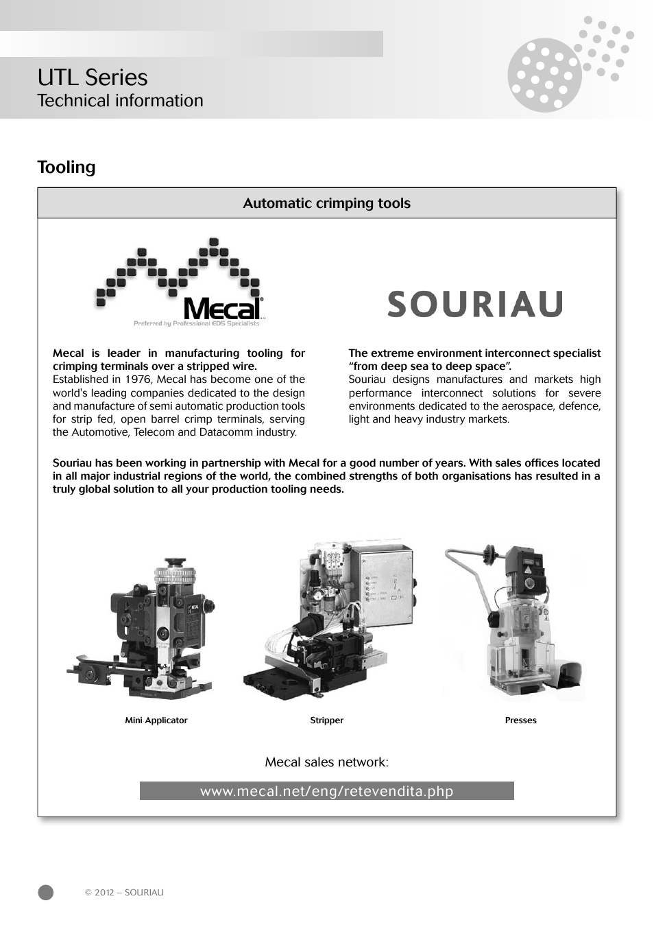 Utl series, Tooling, Technical information | Northern Connectors Souriau UTL Series Push-Pull Connectors User Manual | Page 28 / 60