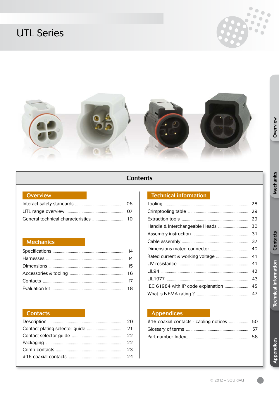 Utl series | Northern Connectors Souriau UTL Series Push-Pull Connectors User Manual | Page 3 / 60