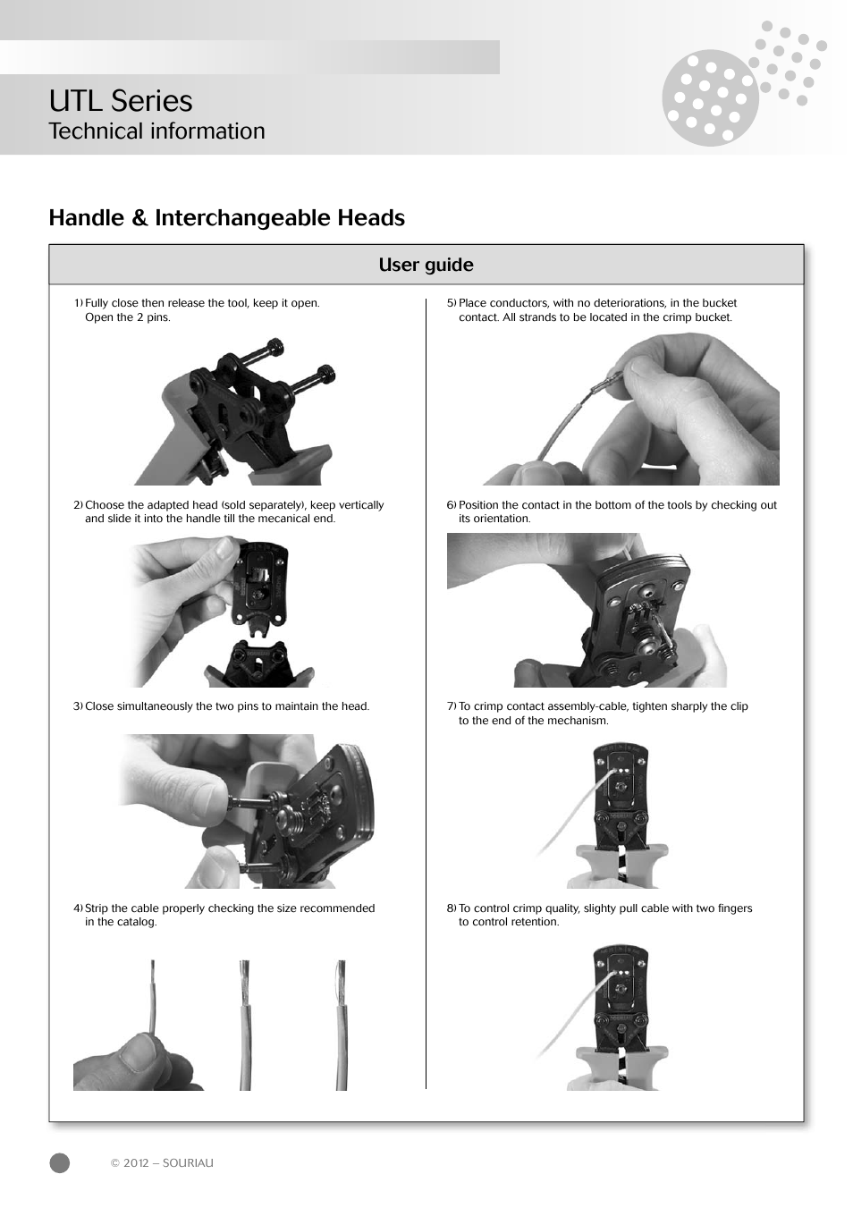 Utl series, Handle & interchangeable heads, Technical information | User guide | Northern Connectors Souriau UTL Series Push-Pull Connectors User Manual | Page 30 / 60