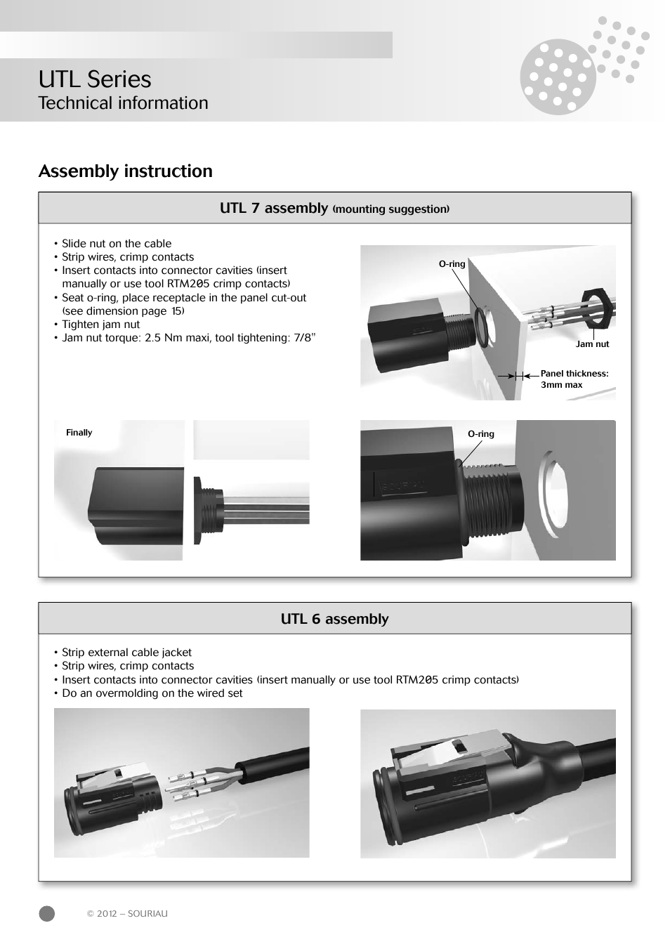 Utl series, Technical information, Assembly instruction | Northern Connectors Souriau UTL Series Push-Pull Connectors User Manual | Page 34 / 60