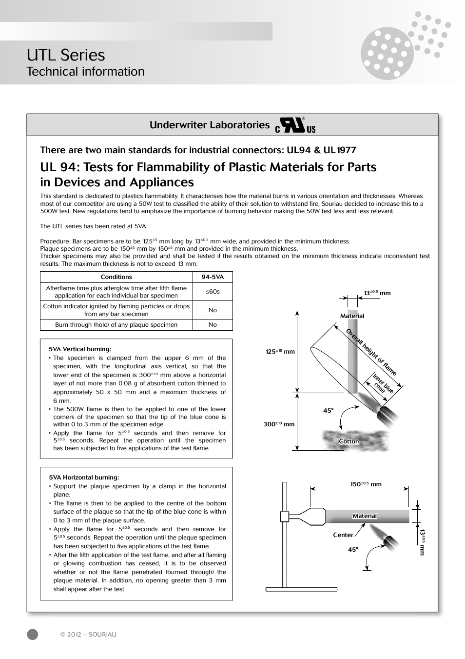Utl series, Technical information, Underwriter laboratories | Northern Connectors Souriau UTL Series Push-Pull Connectors User Manual | Page 42 / 60