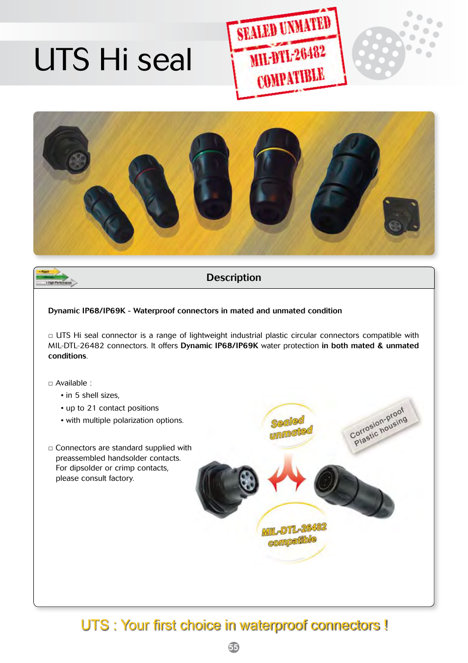 Northern Connectors Souriau UTS Hi Seal Plastic Circular Waterproof Connectors User Manual | 8 pages