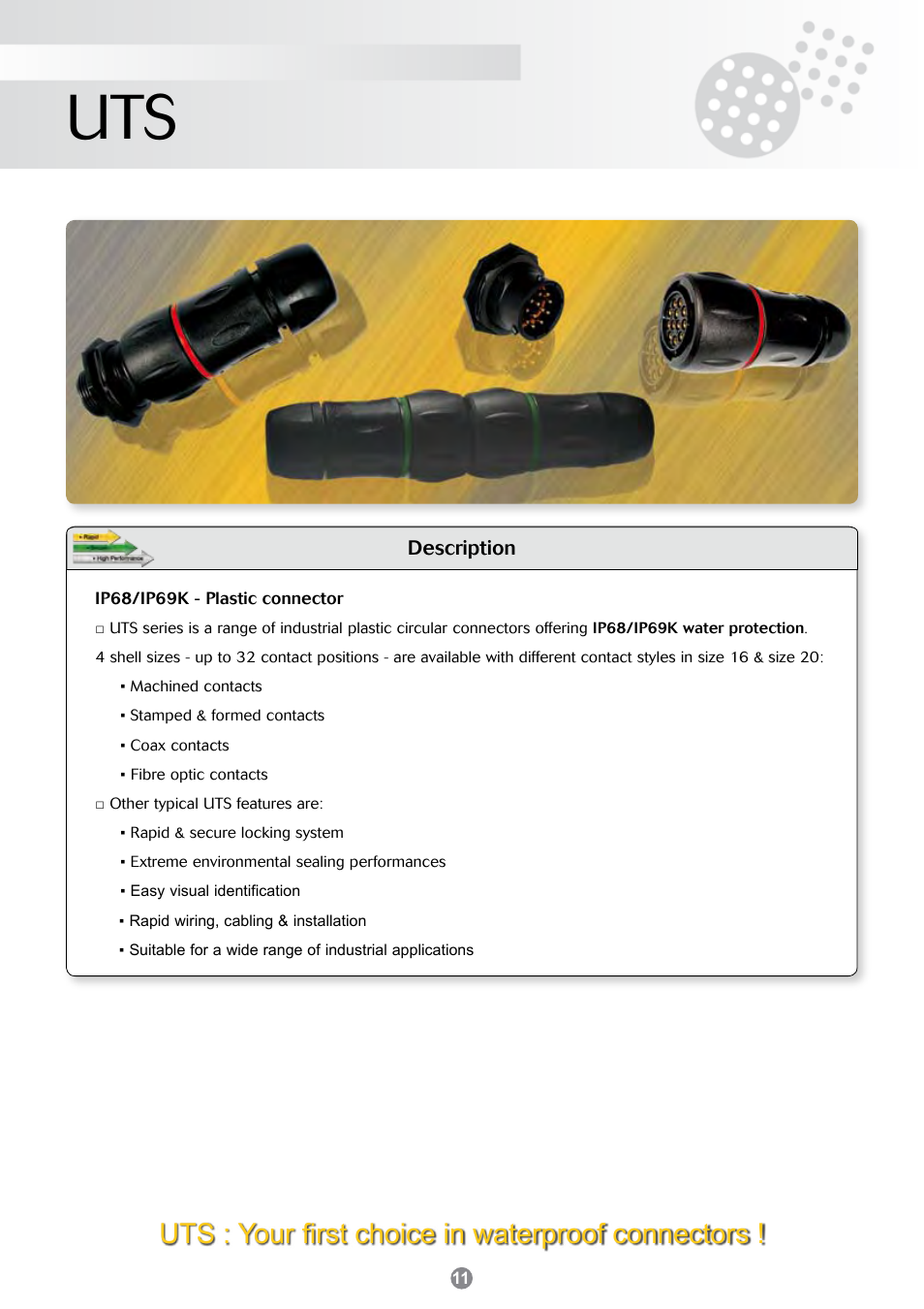 Northern Connectors Souriau UTS Plastic Circular Waterproof Connectors User Manual | 5 pages