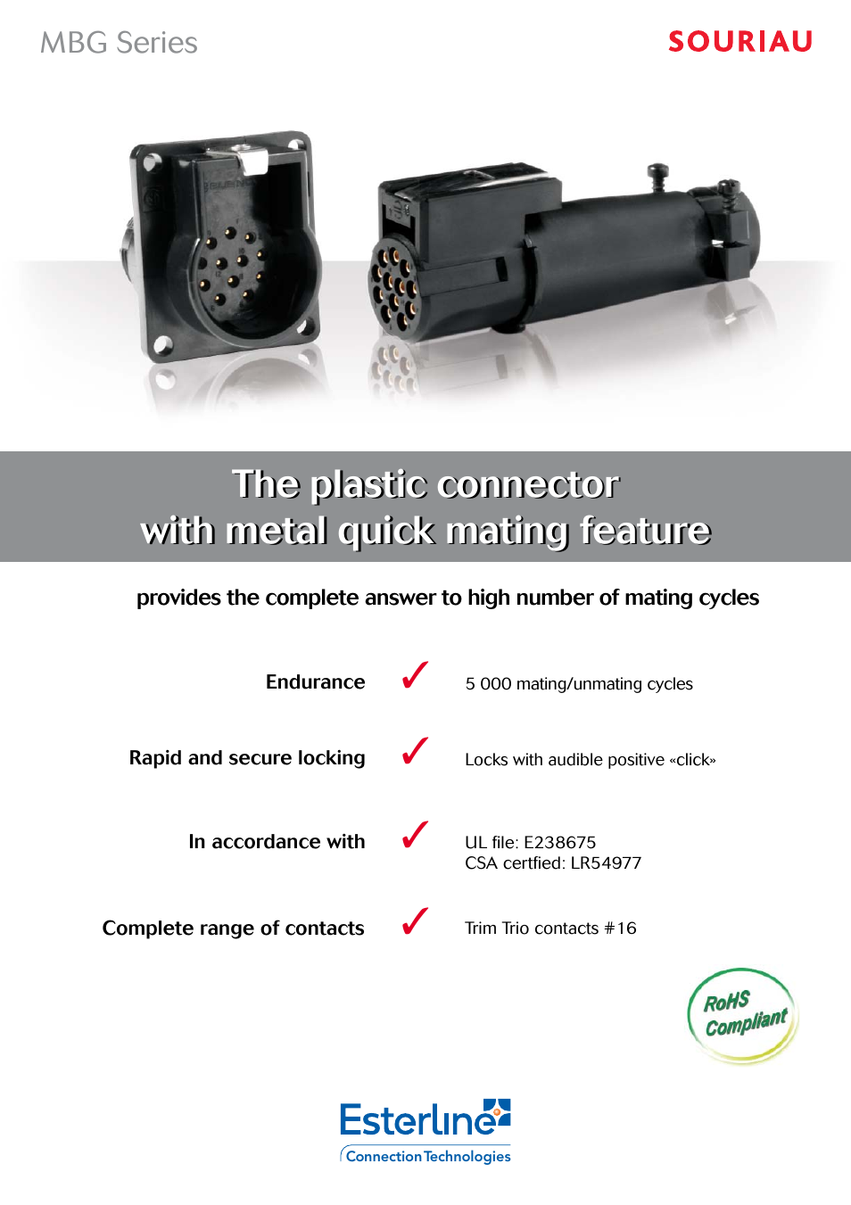 Northern Connectors Souriau MBG Plastic Circular Connectors User Manual | 24 pages